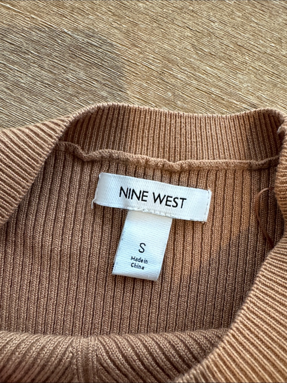 Tan Ribbed Crewneck Sweater - Picture 3 of 3